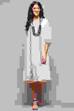 Ecru Brown Cotton Blend Straight Kurta image number 5