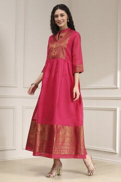 Fuschia Polyester Blend  Kurta image number 2
