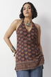 Brown Cotton Floral Printed Halter Kurti image number 6