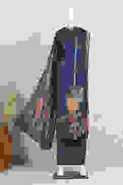 Navy Blue Chanderi Printed Unstitched Suit Set image number 4