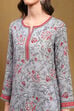 Grey Floral Printed Regular Fit Straight Kurti image number 1