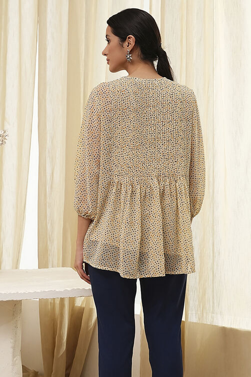 Beige Straight Kurta image number 3