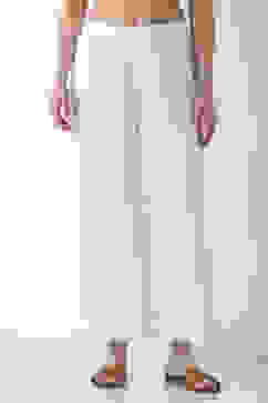 White Viscose Rayon Flared Palazzos image number 4