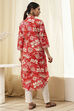 Red Pure Cotton Floral Straight Kurta image number 3