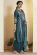 Teal Viscose Blend Embroidered Straight Kurta Set image number 5