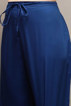 Royal Blue Polyester A-Line Printed Kurta Palazzo Suit Set image number 2