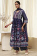 Indigo Cotton Floral Anarkali Suit Set image number 3