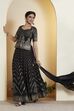 Black Polyester Kalidar Lehenga Set image number 7
