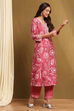 Old Rose Polyester Blend Straight Kurta Pants Set image number 5