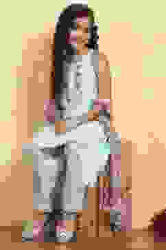 Sky Blue Polyester Straight Solid Suit Set image number 0