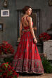 Red Chanderi Fitted Printed Lehenga Set image number 4