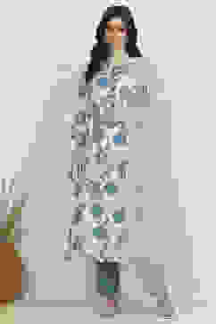 Blue Cotton Unstitched Suit Set image number 7