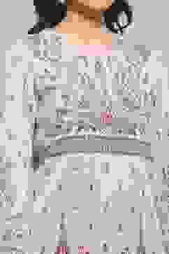 Ivory Printed Straight Winter Suit Set image number 1