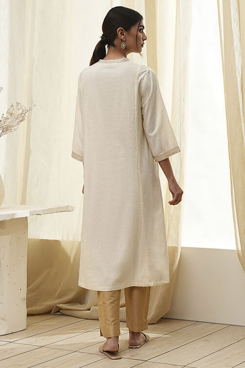 Fuchsia Cotton Printed A-Line Kurta image number 3