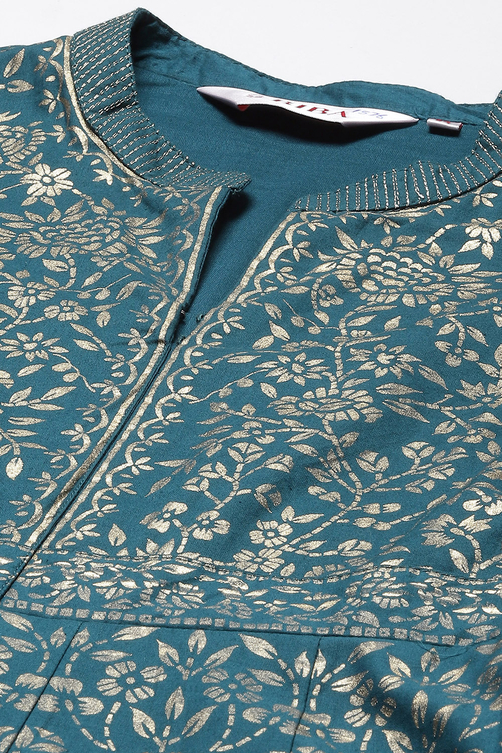 Black Cotton Flared Printed Dress image number 1