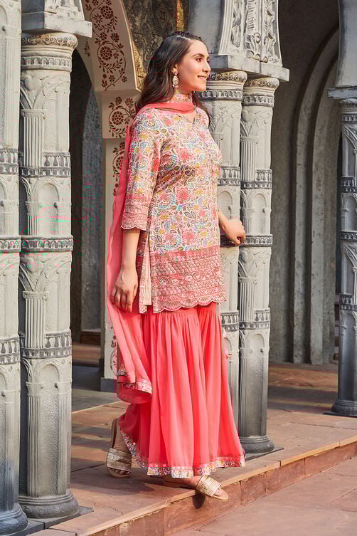 Pink Polyester Straight Suit Set image number 6