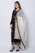Black Cotton Silk Straight Kurta Palazzo Suit Set image number 3