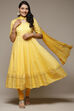 Yellow Cotton Anarkali Suit image number 0