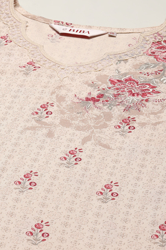 Beige Rayon Straight Kurta Palazzo Suit Set image number 1