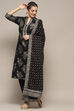 Black Cambric Straight Kurta Palazzo Suit Set image number 0