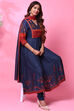 Blue Cotton Anarkali Kurta Churidar Suit Set image number 0