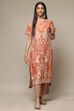 Orange LIVA Straight Printed 2 Piece Set image number 0