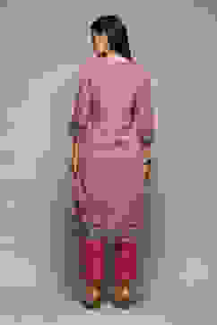 Pink Printed Straight Kurta & Pants Suit Set image number 4