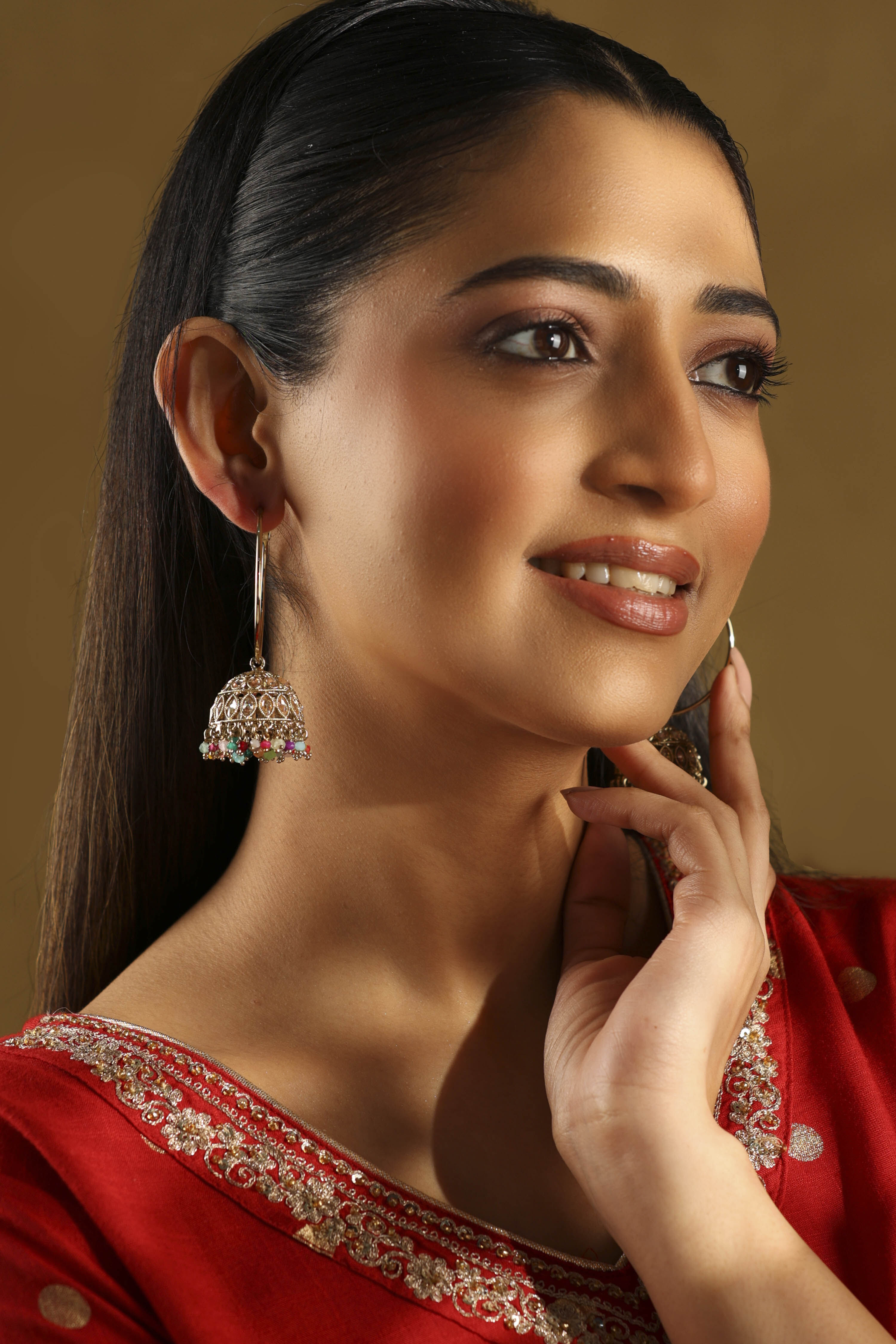 Multicolor Brass Jhumka image number 3