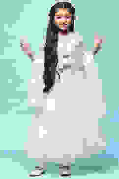 Ivory Cotton Blend Flared Kurta Churidar Suit Set Suit Set image number 0