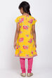 Yellow Cotton A-Line Kurta Churidar Suit Set image number 4