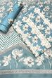 Teal Cotton Printed Unstitched Suit Set image number 0