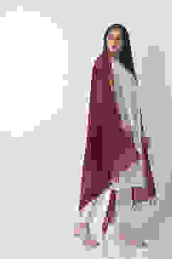 Maroon White Nylon Cotton Dupatta image number 0