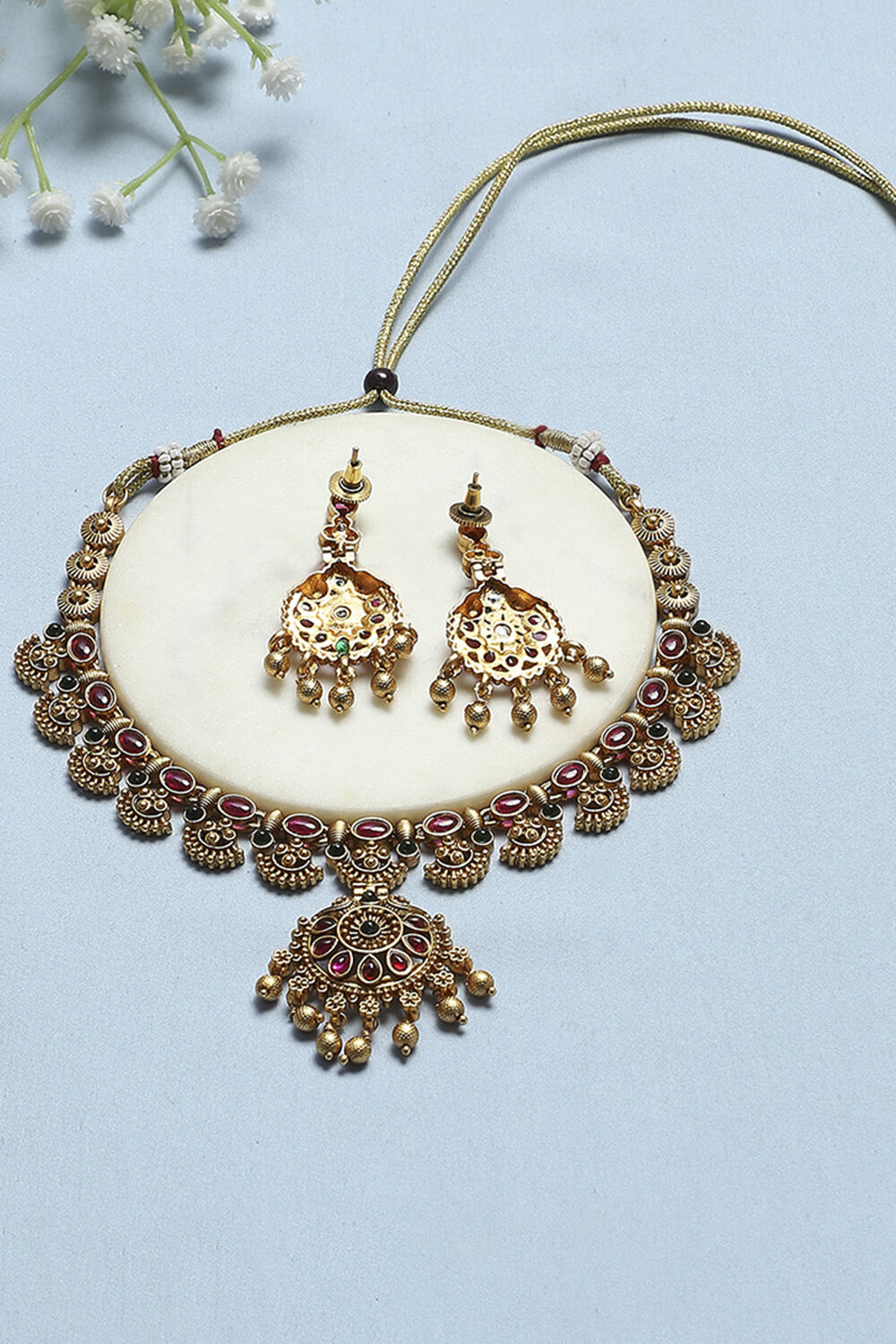 Red Green Alloy Necklace Set image number 2