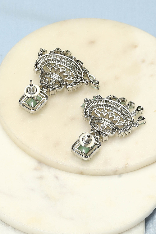 Mint Green Brass Earrings image number 2