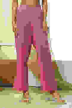 Pink Cotton Solid Straight Palazzos image number 4