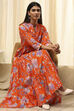 Earthy Blue Cotton Floral Tiered Dress image number 0