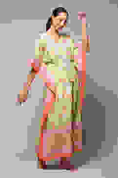 Sea Green Cotton Printed Kaftan image number 3