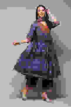 Indigo Cotton Anarkali Kurta Palazzo Suit Set image number 0