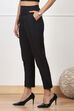 Black Striped Tapered Relaxed Fit Pants image number 2