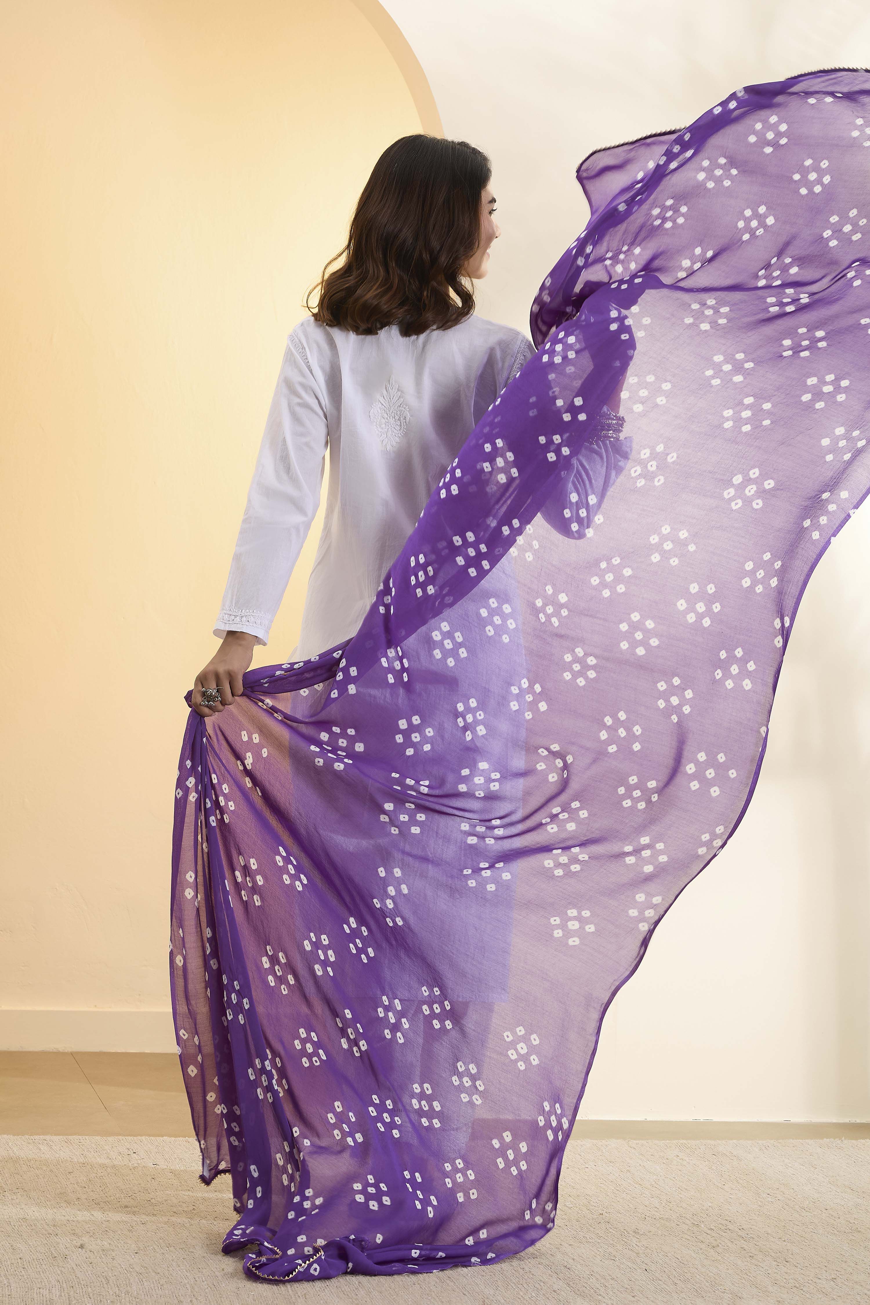Purple Cotton Traditional Print Dupatta image number 2