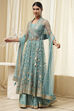 Coral-Pink Polyester Blend Anarkali Lehenga Set image number 3