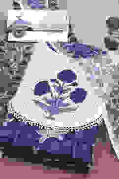 Blue Cotton Unstitched Suit Set image number 0