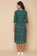 Green Cotton Ikkat Yarndyed Kurta Dress image number 5