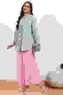 Pink Viscose Solid Straight Palazzo image number 0