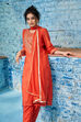 Brick Red Polyester Straight Suit Set