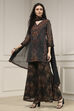 Charcoal Black Polyester Straight Printed Sharara Suit Set image number 3