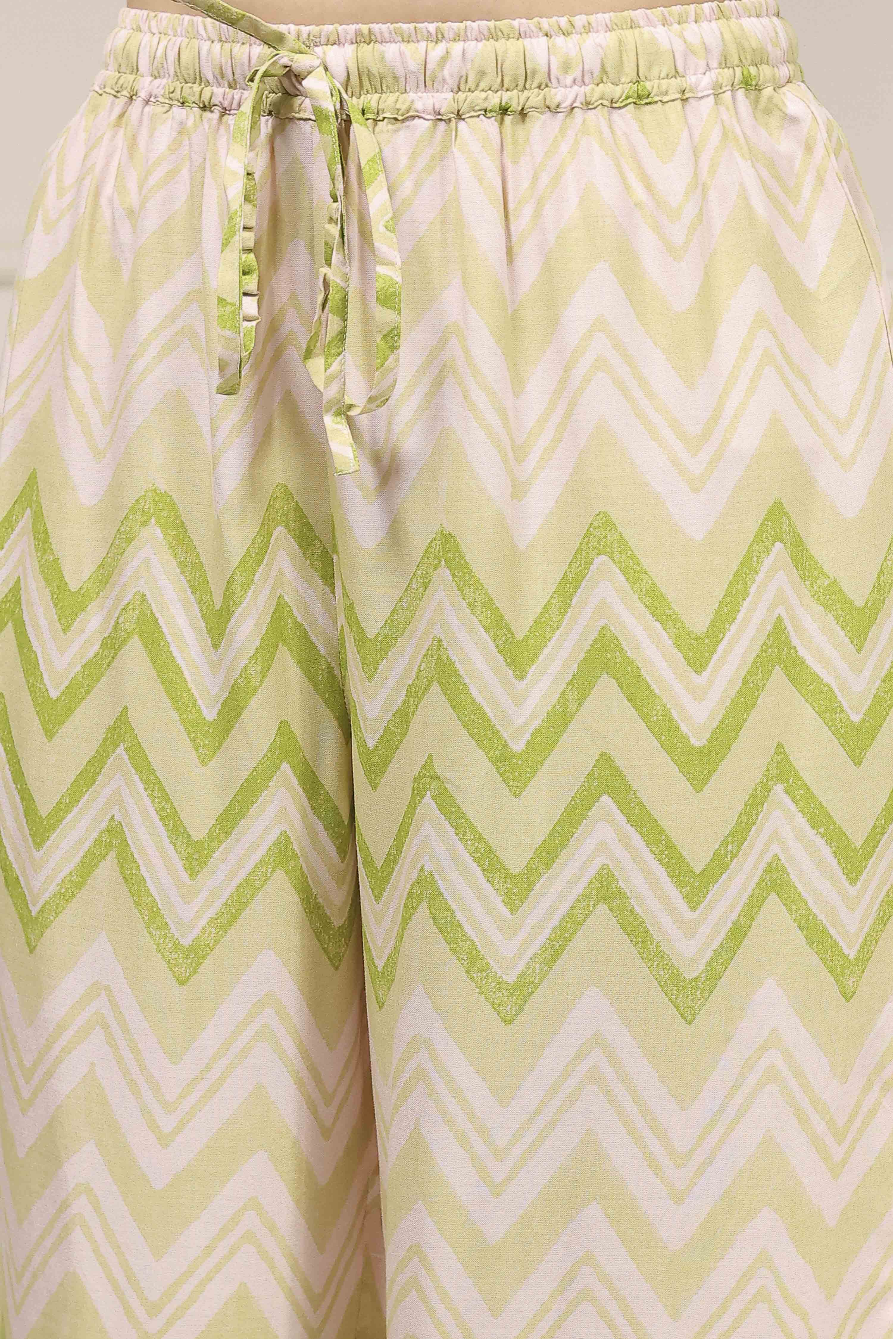 Blue and White Cotton Straight Suit Set image number 2