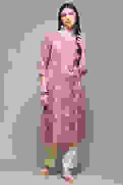 Dusty Pink Printed Straight Kurta image number 0