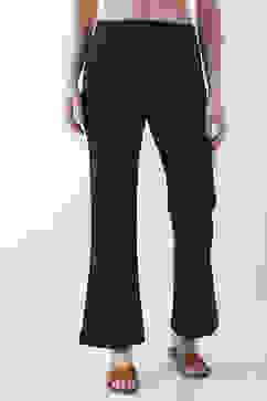 Navy Blue Solid Flared Pants image number 4