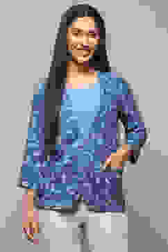 Electric Blue Rayon Straight Jacket image number 6